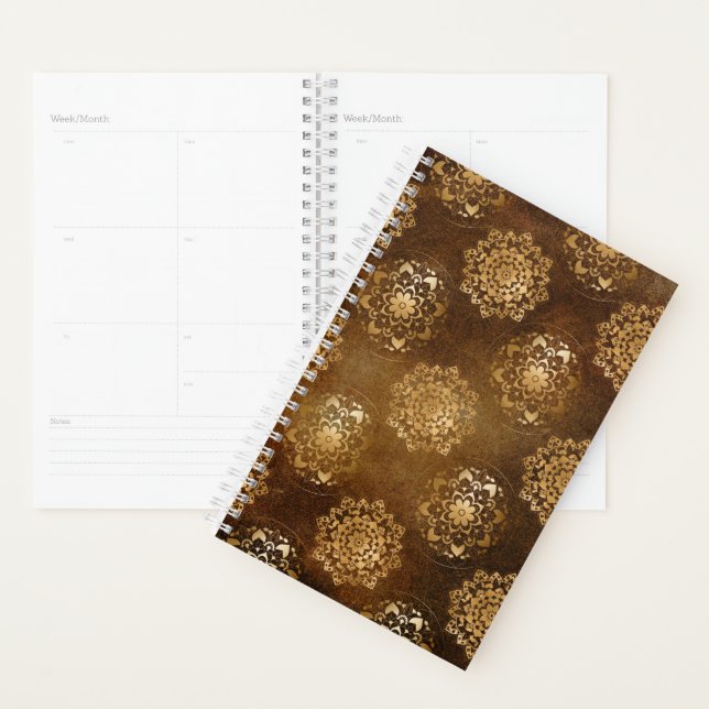Elegant Gold Foil and Black Indian Mandala Planner (Display)