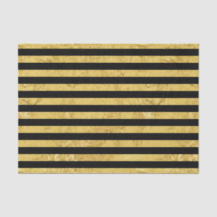 Elegant Gold Foil and Black Stripe Pattern Tissue Paper
