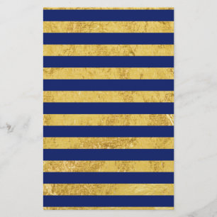 Elegant Gold Foil and Blue Stripe Pattern Flyer