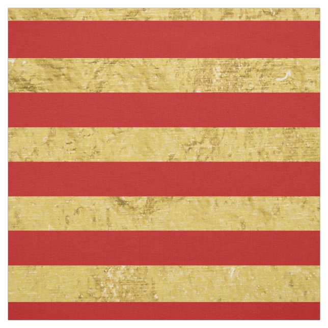 Elegant Gold Foil and Red Stripe Pattern Fabric (Swatch)