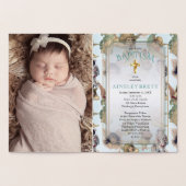 Elegant Gold Foil Angels Baby Girl Photo Baptism Foil Card (Inside)