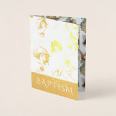 Elegant Gold Foil Angels Baby Girl Photo Baptism Foil Card (Front)