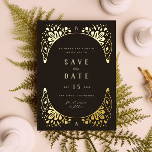 Elegant Gold Foil Art Nouveau Foil Save the Date