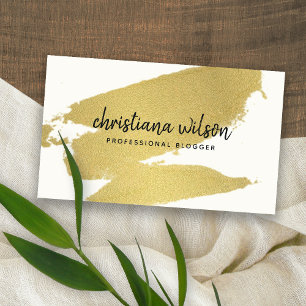 ELEGANT GOLD FOIL BLACK BRUSH STROKE CALLIGRAPHY BUSINESS CARD