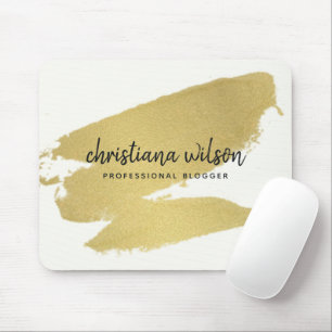 ELEGANT GOLD FOIL BLACK BRUSH STROKE CALLIGRAPHY MOUSE PAD