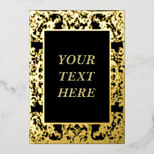 Elegant Gold Foil Blank Card with Baroque Frame