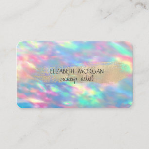 Elegant Gold Foil Brush Stroke,Opal Holographic Business Card