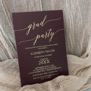 Elegant Gold Foil Burgundy Graduation Party