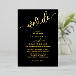 Elegant Gold Foil Burgundy "We Do" Wedding
