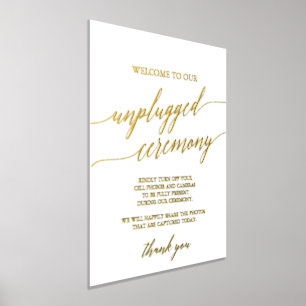 Elegant Gold Foil Calligraphy Unplugged Ceremony Prints