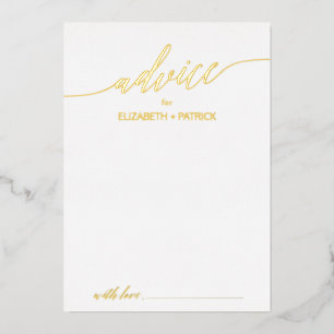 Elegant Gold Foil Calligraphy Wedding Advice