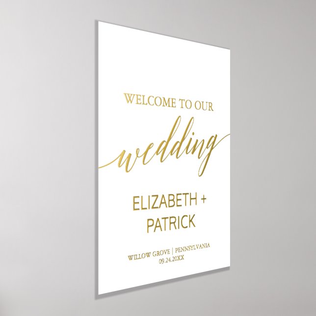 Elegant Gold Foil Calligraphy Wedding Welcome Foil Prints (Laydown)