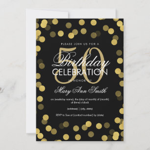 Elegant Gold Foil Confetti 50th Birthday Party Invitation