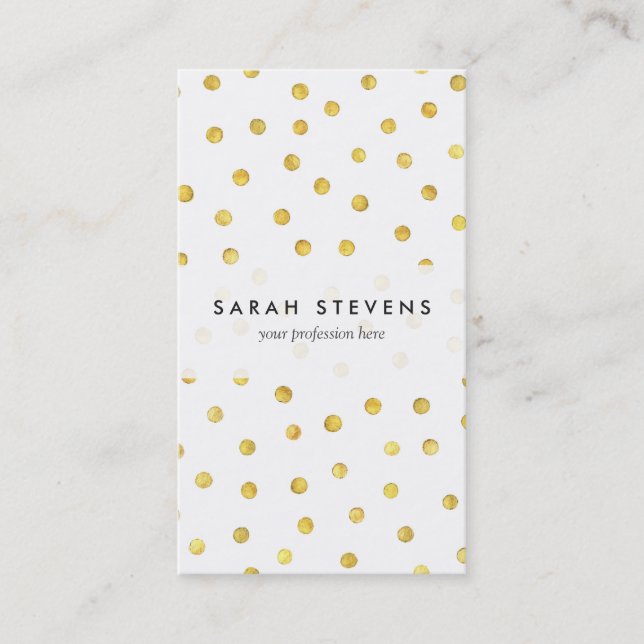 Elegant Gold Foil Confetti Dots Business Card (Front)