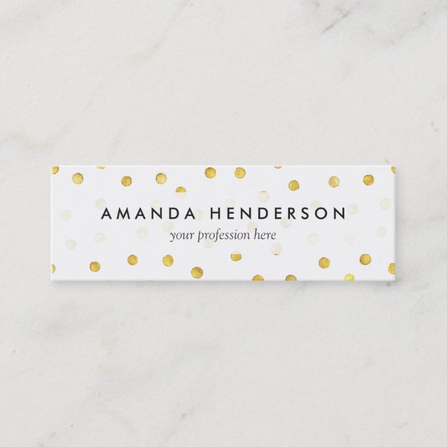 Elegant Gold Foil Confetti Dots Mini Business Card (Front)