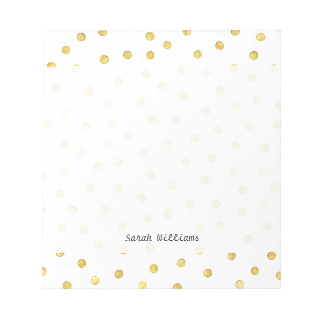 Elegant Gold Foil Confetti Dots Notepad (Front)