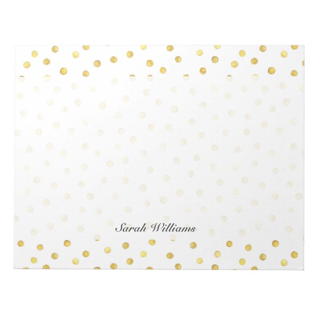 Elegant Gold Foil Confetti Dots Notepad (Front)