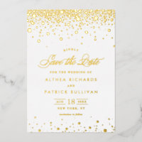 Elegant Gold Foil Confetti Dots Save the Date