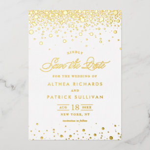 Elegant Gold Foil Confetti Dots Save the Date