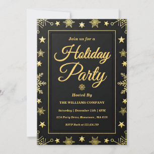 Elegant Gold Foil Corporate Holiday Party Invitation