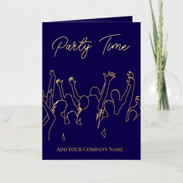 Elegant Gold Foil Corporate Party Navy Blue  Foil Holiday Card (Front)