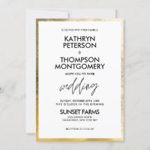 Elegant Gold Foil Edge Wedding Invitation