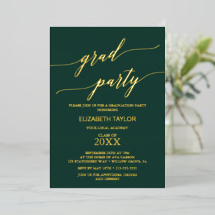 Elegant Gold Foil Emerald Green Graduation Party