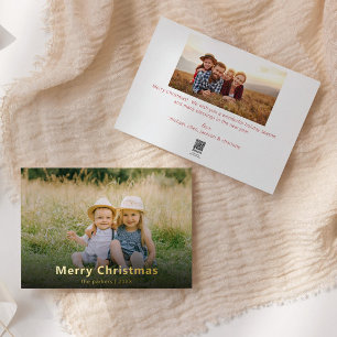 Elegant Gold Foil Family Photo Christmas Holiday Card