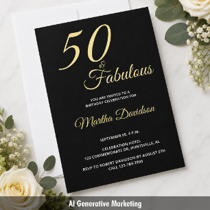Elegant Gold Foil Fifty and Fabulous 50th Birthday
