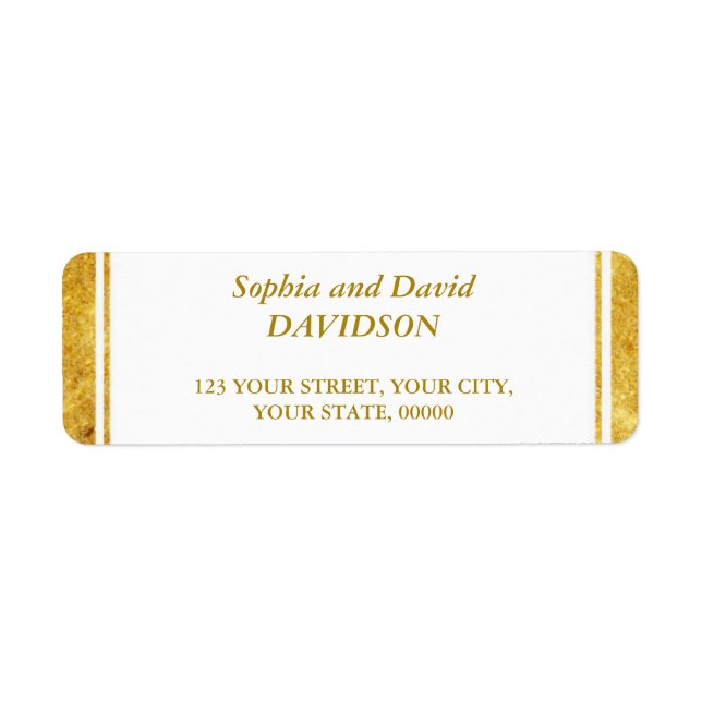 Elegant Gold Foil Frame Wedding Return Address  Label (Front)