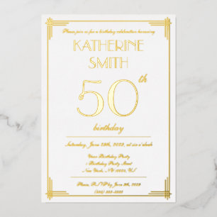 Elegant Gold Foil Gatsby Birthday Party Invites