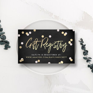 Elegant Gold Foil Gift Registry Wedding Enclosure Card