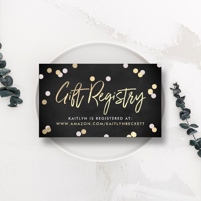 Elegant Gold Foil Gift Registry Wedding Enclosure Card (Creator Uploaded)