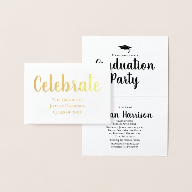 Elegant Gold Foil Graduation Party Invitation (Display)