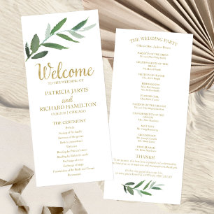 Elegant Gold Foil Greenery Wedding Programs