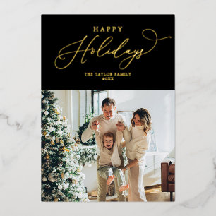Elegant Gold Foil Happy Holidays Christmas Foil Holiday Card