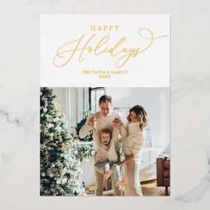 Elegant Gold Foil Happy Holidays Christmas Holiday Card