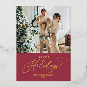 Elegant Gold Foil Happy Holidays Christmas Holiday Card