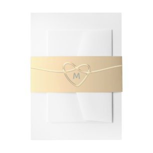Elegant Gold Foil Heart Wedding Belly Band Invitation Belly Band