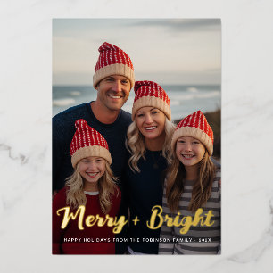 elegant gold foil lettering Chrismas Holiday Card