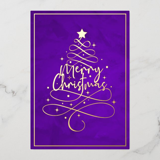 Elegant Gold Foil Merry Christmas Foil Holiday Card (Front)
