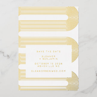 Elegant Gold Foil Modern Lines Save The Date Card
