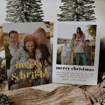 Elegant Gold Foil Modern Photo Holiday Card
