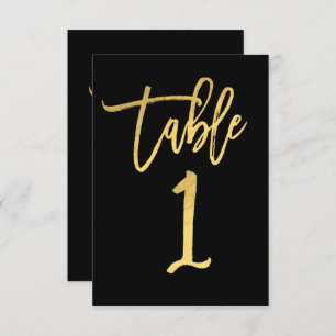 Elegant Gold Foil Modern Script Table Number 1
