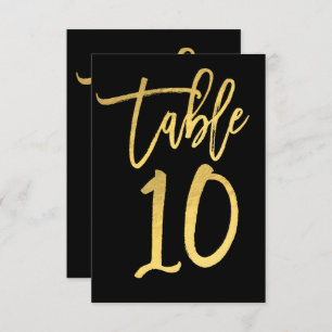 Elegant Gold Foil Modern Script Table Number 10