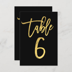 Elegant Gold Foil Modern Script Table Number 6