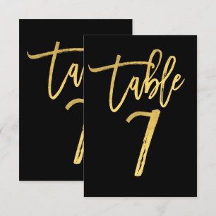 Elegant Gold Foil Modern Script Table Number 7
