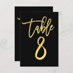 Elegant Gold Foil Modern Script Table Number 8