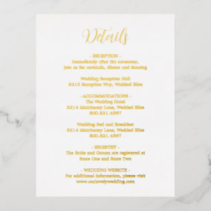 Elegant Gold Foil Modern Wedding Enclosure Card