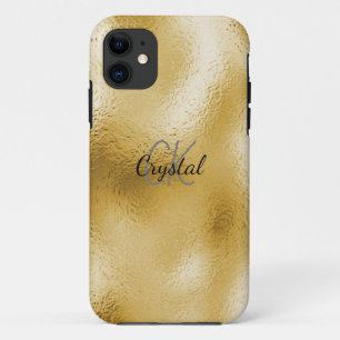 Elegant Gold Foil Monogram Custom Name  iPhone 11 Case